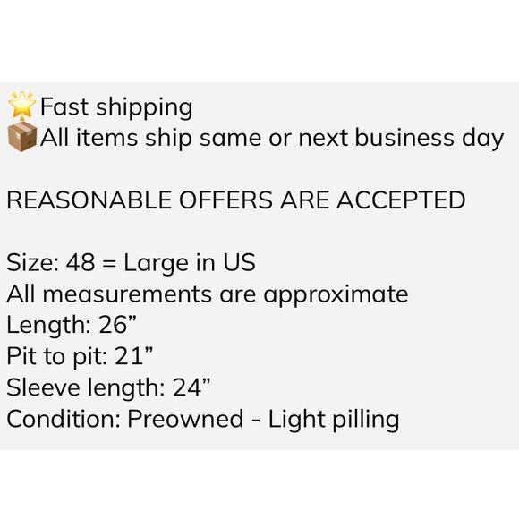 Mansouri Wool Blend Sweater Large Men Navy Blue Rib Knit Crewneck Designer Italy - Picture 3 of 9